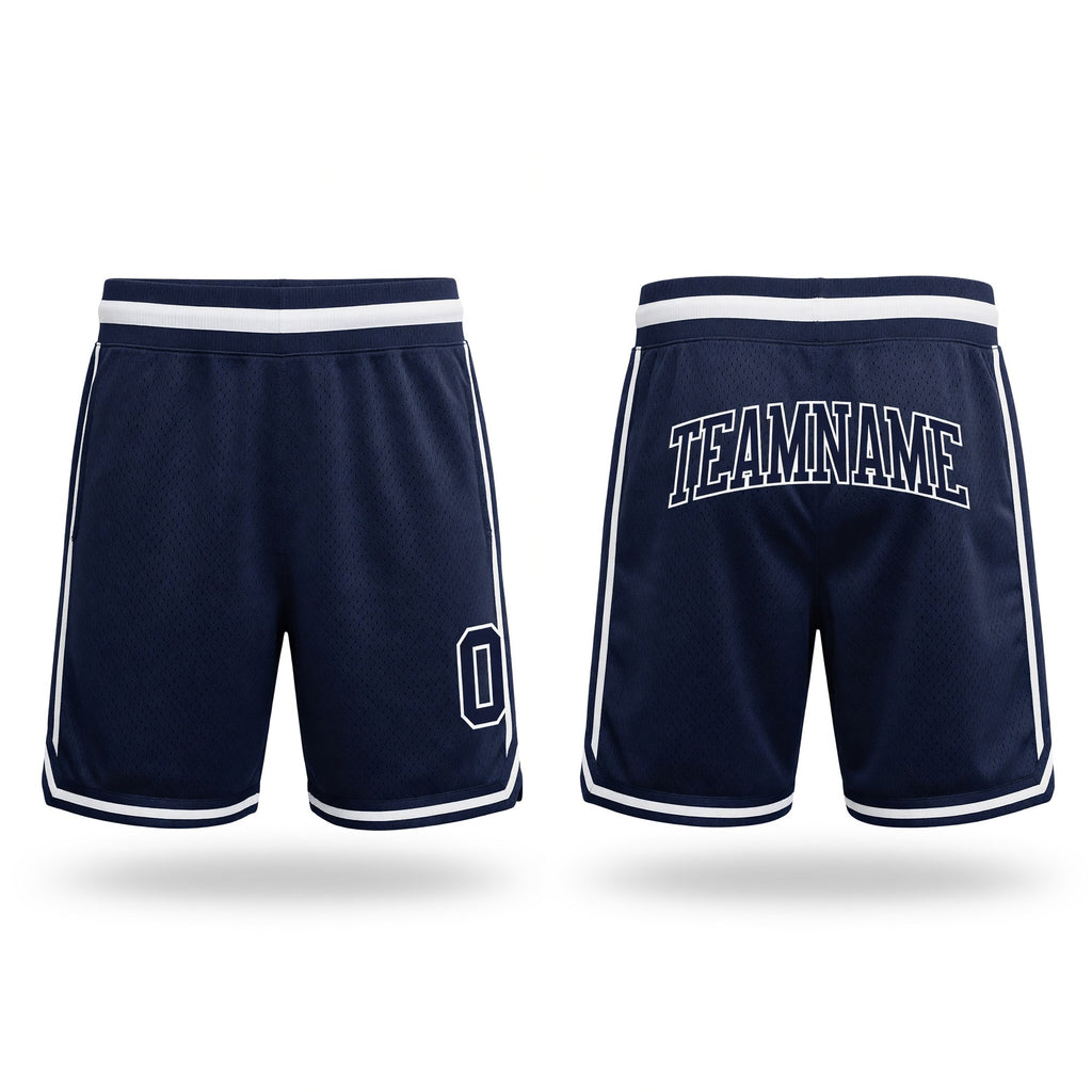Custom Navy Navy-White Authentic Throwback Basketball Shorts