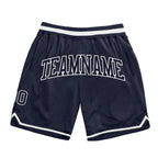 Custom Navy Navy-White Authentic Throwback Basketball Shorts photo 1