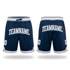 Custom Navy White-Gray Authentic Throwback Basketball Shorts