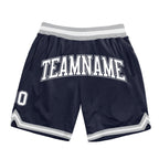 Custom Navy White-Gray Authentic Throwback Basketball Shorts photo 1