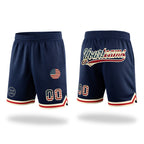 Custom Navy Vintage USA Flag-Cream Authentic Throwback Basketball Shorts