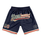 Custom Navy Vintage USA Flag-Cream Authentic Throwback Basketball Shorts photo 1
