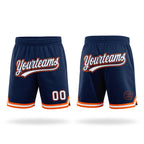 Custom Navy White-Orange Authentic Throwback Basketball Shorts
