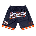 Custom Navy White-Orange Authentic Throwback Basketball Shorts photo 1
