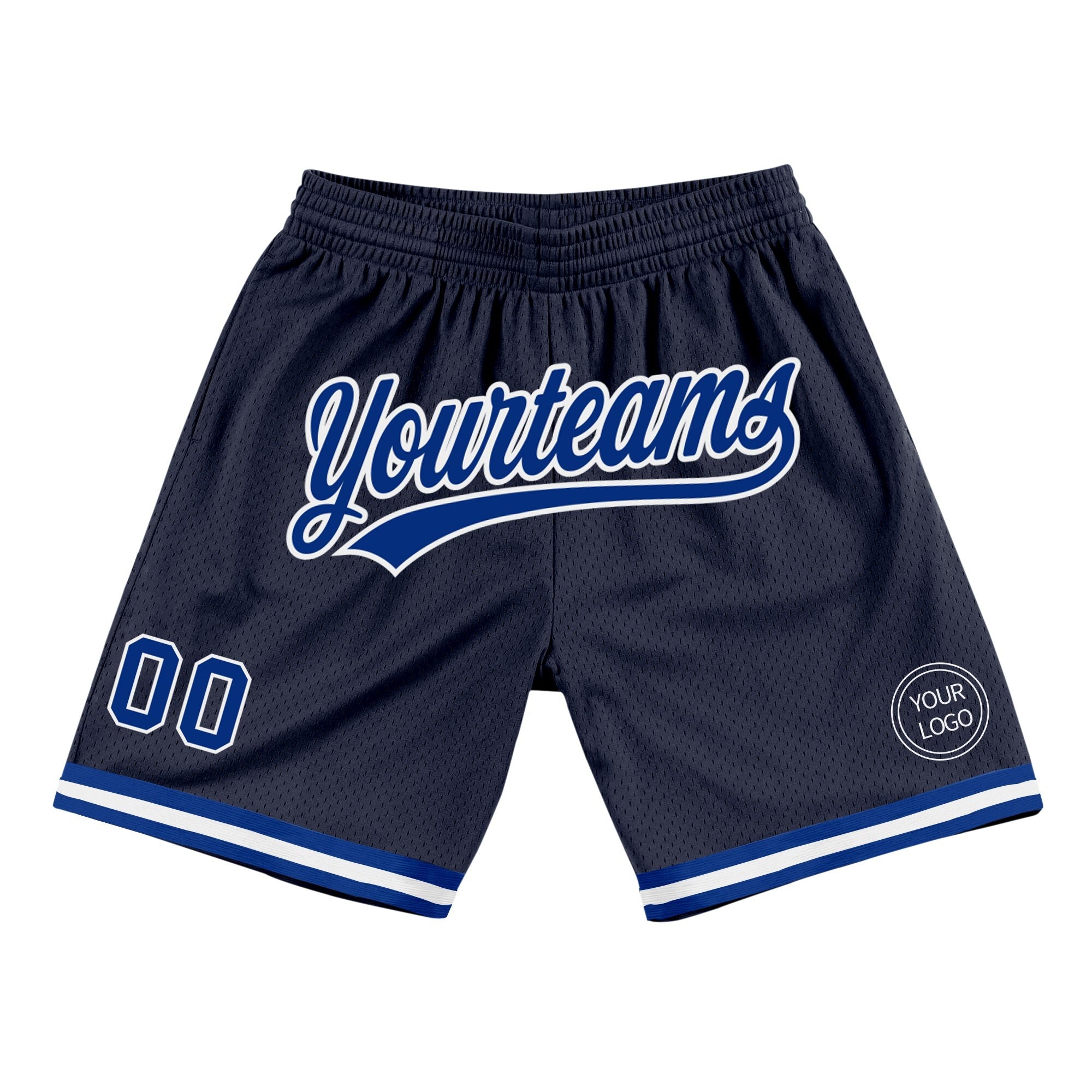 Custom Navy Royal-White Authentic Throwback Basketball Shorts photo 1