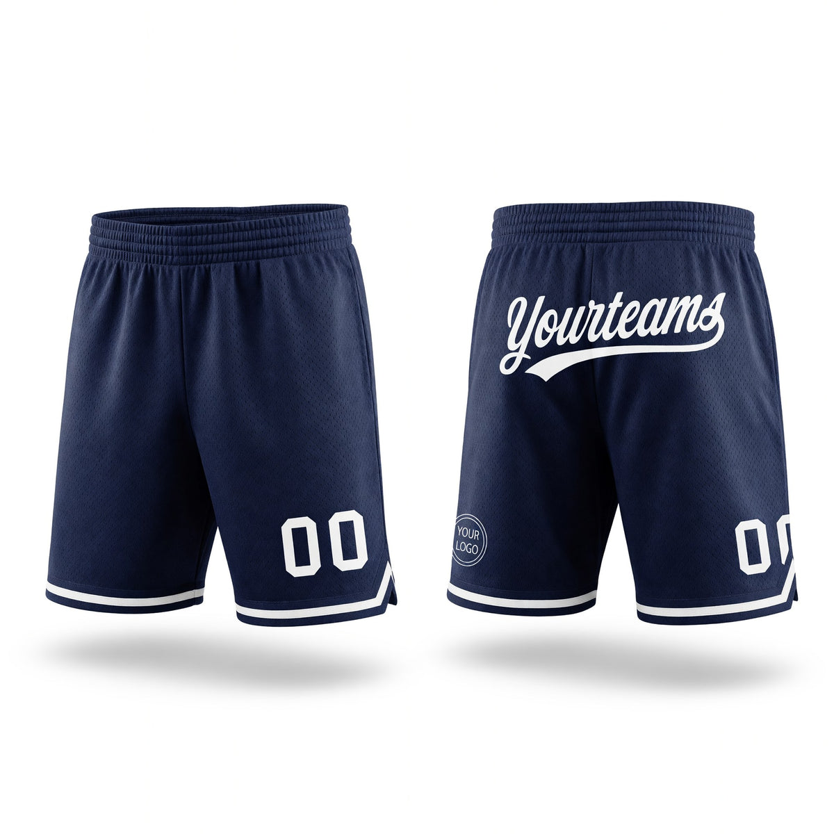Custom Navy White Authentic Throwback Basketball Shorts