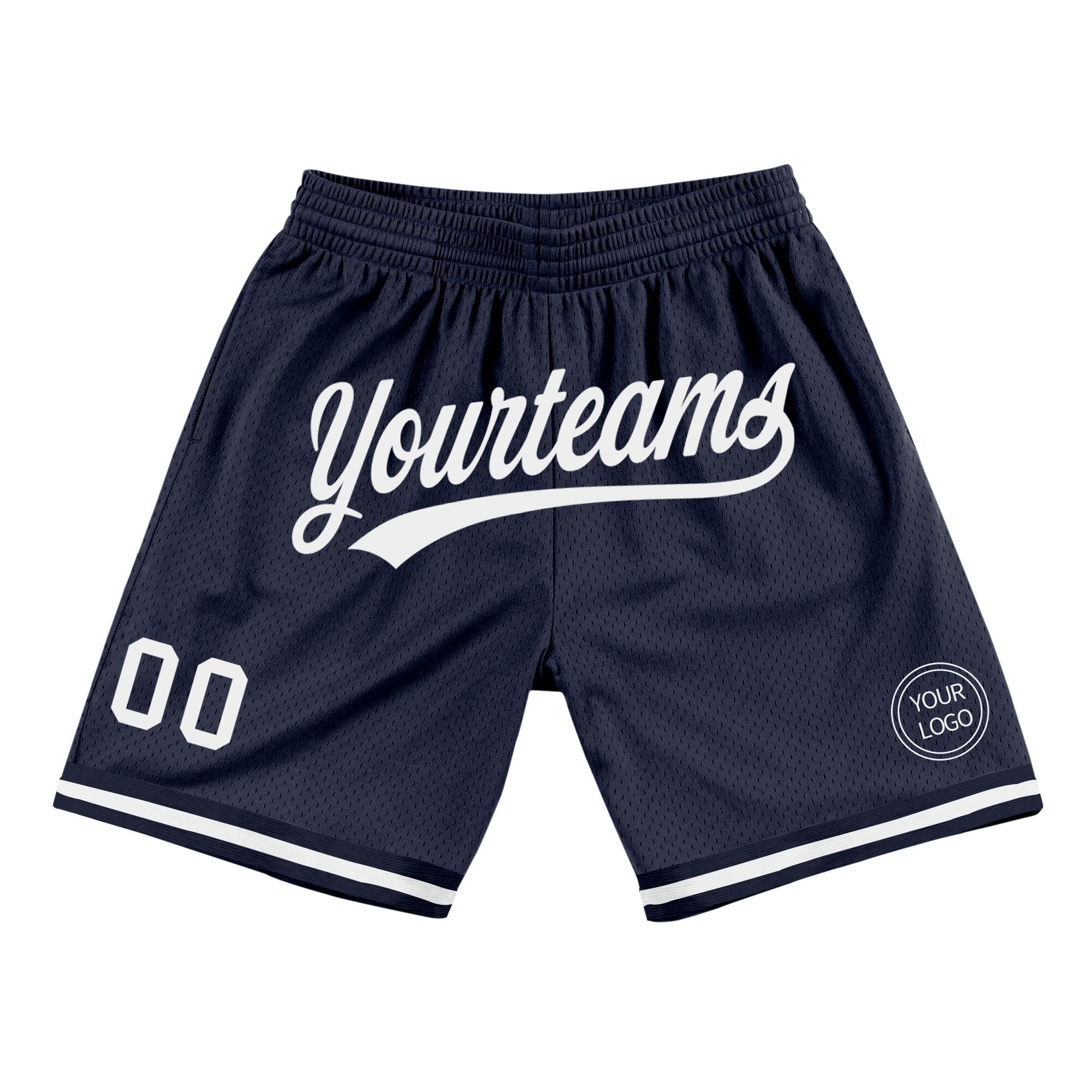 Custom Navy White Authentic Throwback Basketball Shorts photo 1