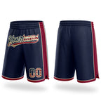 Custom Navy Vintage USA Flag Maroon-Cream Authentic Basketball Shorts