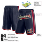 Custom Navy Vintage USA Flag Maroon-Cream Authentic Basketball Shorts photo 2
