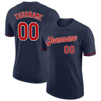 Custom Navy Red-White Performance T-Shirt photo 1