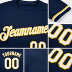 Custom Navy White-Gold Performance T-Shirt detail
