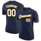 Custom Navy White-Gold Performance T-Shirt photo 1