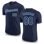 Custom Navy Powder Blue-White Performance T-Shirt