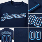 Custom Navy Powder Blue-White Performance T-Shirt detail