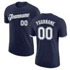 Custom Navy White-Gray Performance T-Shirt