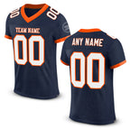 Custom Navy White-Orange Mesh Authentic Football Jersey