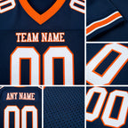 Custom Navy White-Orange Mesh Authentic Football Jersey detail