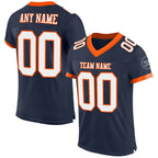 Custom Navy White-Orange Mesh Authentic Football Jersey photo 1
