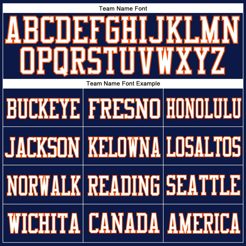 Custom Navy White-Orange Mesh Authentic Football Jersey photo 2
