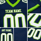 Custom Navy White-Neon Green Mesh Authentic Football Jersey detail
