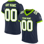 Custom Navy White-Neon Green Mesh Authentic Football Jersey photo 1
