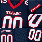 Custom Navy White-Red Mesh Authentic Football Jersey detail