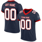 Custom Navy White-Red Mesh Authentic Football Jersey photo 1