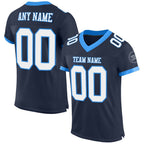 Custom Navy White-Powder Blue Mesh Authentic Football Jersey photo 1