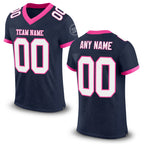 Custom Navy White-Pink Mesh Authentic Football Jersey