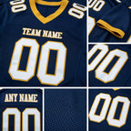 Custom Navy White-Old Gold Mesh Authentic Football Jersey detail