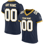 Custom Navy White-Old Gold Mesh Authentic Football Jersey photo 1