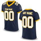 Custom Navy White-Gold Mesh Authentic Football Jersey