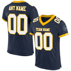 Custom Navy White-Gold Mesh Authentic Football Jersey photo 1