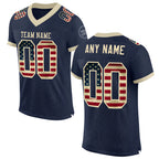 Custom Navy Vintage USA Flag-Cream Mesh Authentic Football Jersey