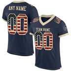 Custom Navy Vintage USA Flag-Cream Mesh Authentic Football Jersey photo 1