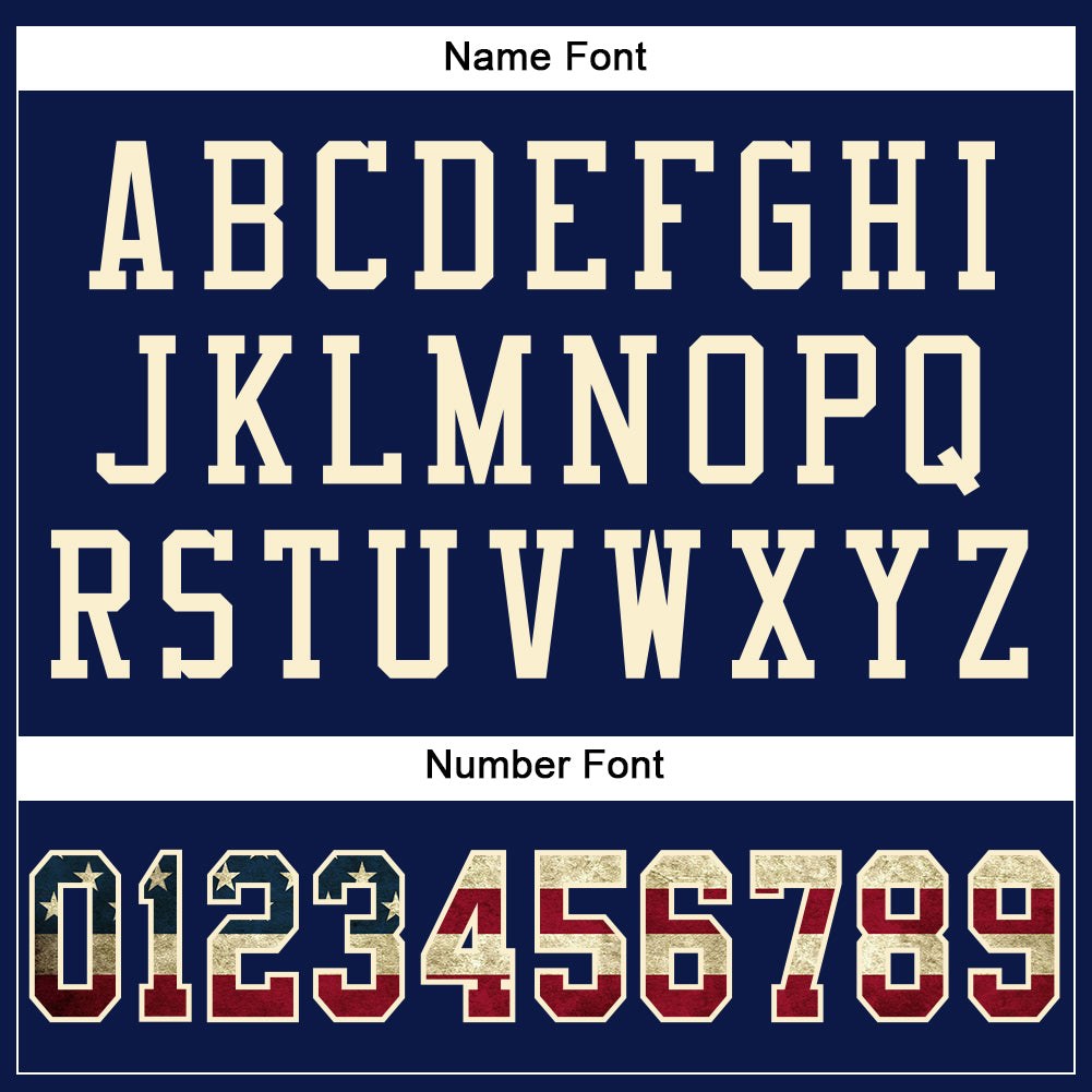 Custom Navy Vintage USA Flag-Cream Mesh Authentic Football Jersey photo 3