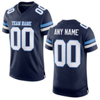 Custom Navy White-Light Blue Mesh Authentic Football Jersey