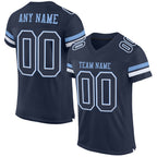 Custom Navy White-Light Blue Mesh Authentic Football Jersey photo 1