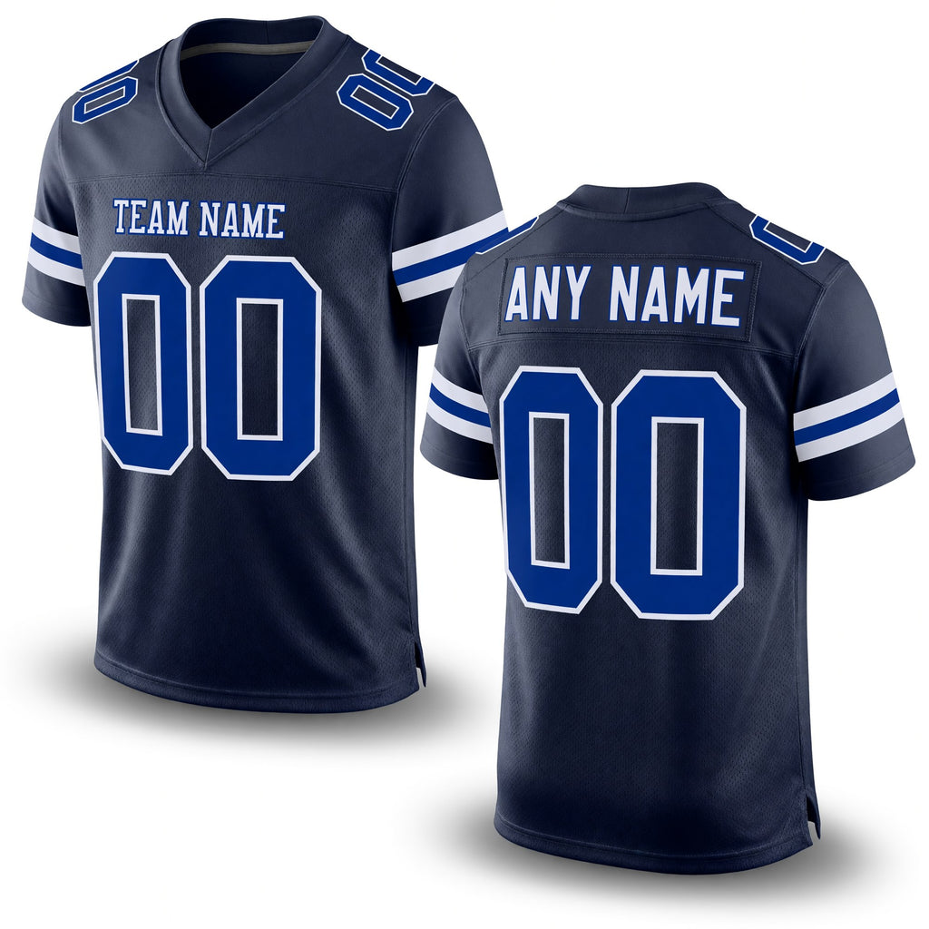 Custom Navy Royal-White Mesh Authentic Football Jersey