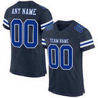 Custom Navy Royal-White Mesh Authentic Football Jersey photo 1