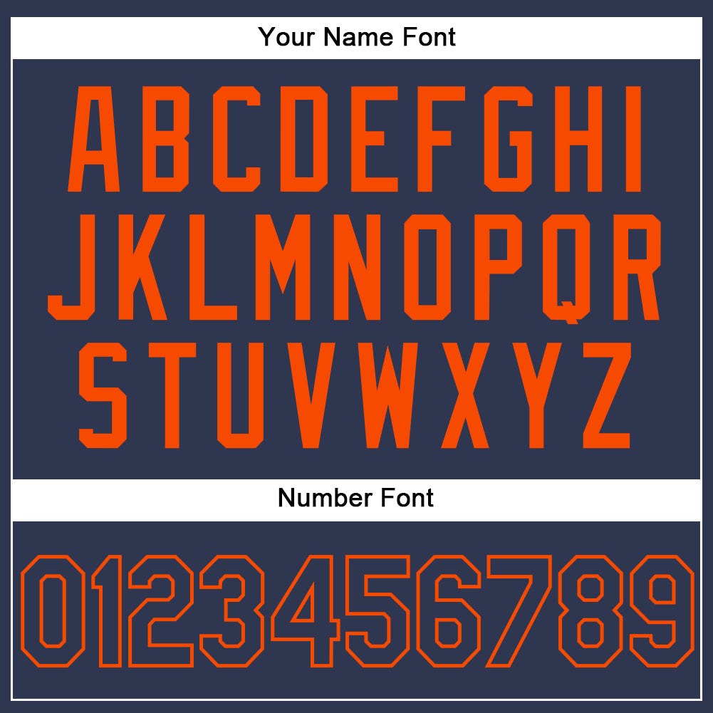 Custom Stitched Navy Orange Sports Pullover Sweatshirt Hoodie photo 4