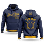 Custom Stitched Navy Gold Sports Pullover Sweatshirt Hoodie