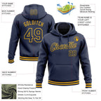 Custom Stitched Navy Gold Sports Pullover Sweatshirt Hoodie photo 3