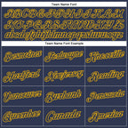 Custom Stitched Navy Gold Sports Pullover Sweatshirt Hoodie photo 4