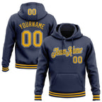 Custom Stitched Navy Gold-White Sports Pullover Sweatshirt Hoodie photo 1