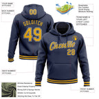 Custom Stitched Navy Gold-White Sports Pullover Sweatshirt Hoodie photo 3