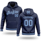 Custom Stitched Navy Light Blue Sports Pullover Sweatshirt Hoodie