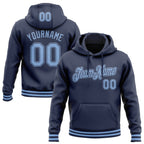 Custom Stitched Navy Light Blue Sports Pullover Sweatshirt Hoodie photo 1
