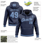 Custom Stitched Navy Light Blue Sports Pullover Sweatshirt Hoodie photo 3