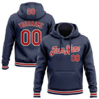 Custom Stitched Navy Red-White Sports Pullover Sweatshirt Hoodie photo 1